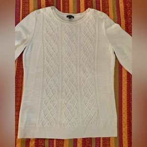 Talbots Fisherman Cable knit Cream Sweater sz Medium